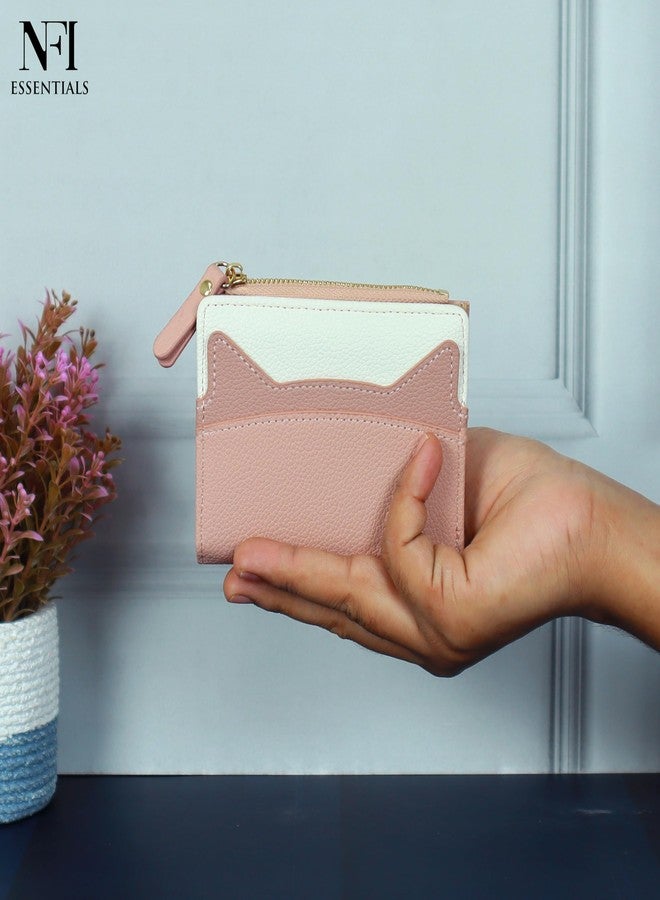 NFI essentials Small Wallet for Women, PU Leather Mini Wallet for Girls, Cash, Coin, Credit Card Holder with Zip Pocket, Bifold Cat Ear Design Small Money Purse for Girls Ladies - Image 5